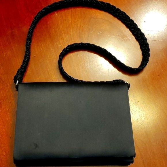 Vintage Koret Black Satin Evening Bag - Picture 1 of 10